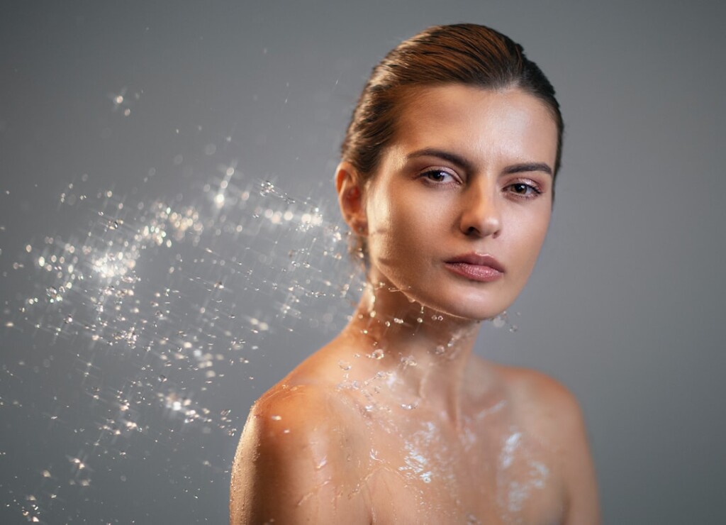 Une femme à la peau lumineuse et éclatante, illustrant l'éclat que la mésothérapie vise à redonner.